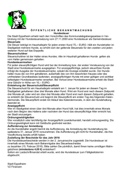 Hundesteuer - Stadt Eppelheim