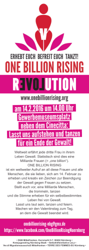 Flyer One Billion Rising Nürnberg 2016