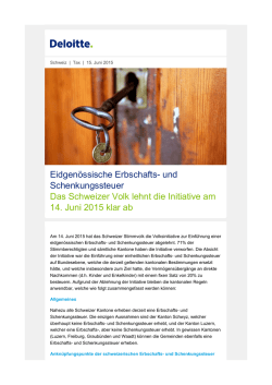Eidgen&ouml;ssische Erbschafts- und Schenkungssteuer Das