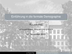 Einf&uuml;hrung in die formale Demographie