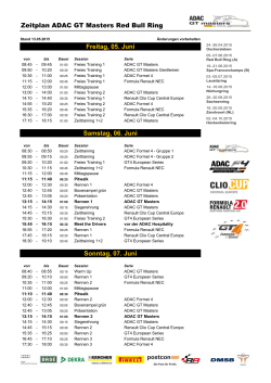 Zeitplan ADAC GT Masters Red Bull Ring 2015