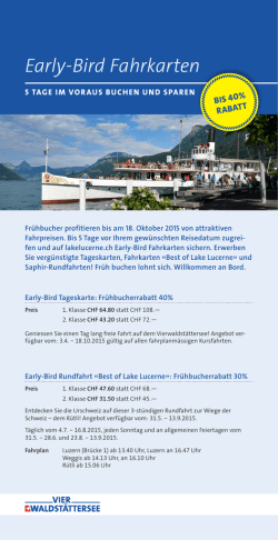Early-Bird Fahrkarten - Schifffahrtsgesellschaft des