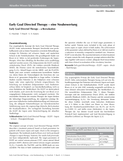 Early Goal Directed Therapy – eine Neubewertung