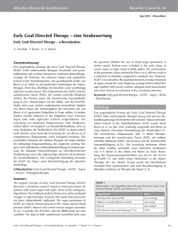 Early Goal Directed Therapy &ndash; eine Neubewertung
