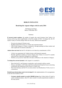 BERLIN INITIATIVE Resolving the Aegean refugee crisis in early 2016