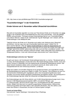 in der Kinderklinik Kinder k&ouml;nnen am 8. November selbst Ultraschall
