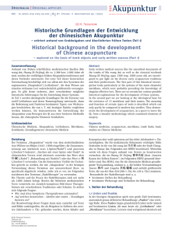 Historische Grundlagen der Entwicklung der chinesischen Akupunktur