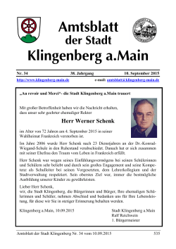 Herr Werner Schenk - Klingenberg am Main