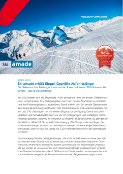 Ski amadé erhält Siegel ‚Geprüfte Abfahrtslänge`