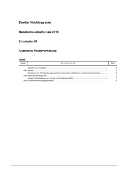 Haushaltsplan 2015 - Einzelplan - Bundeshaushalt