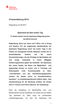 Pressemitteilung 20/15 Spannend ab dem ersten Tag