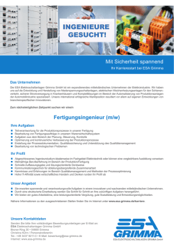 Fertigungsingenieur (m/w) Mit Sicherheit spannend