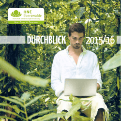 Durchblick 2015 - Hochschule f&uuml;r nachhaltige Entwicklung