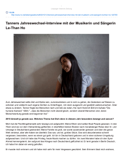 Tanners Jahreswechsel-Interview mit der Musikerin und Sängerin