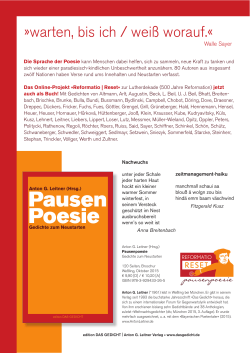 Pausen Poesie - Anton G. Leitner Verlag / DAS GEDICHT