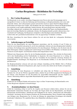 Caritas-Bergeinsatz - Richtlinien für Freiwillige