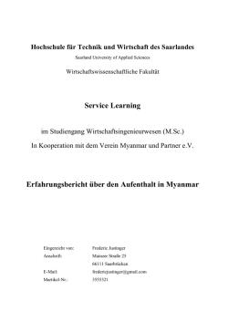 Service Learning Erfahrungsbericht über den Aufenthalt in Myanmar