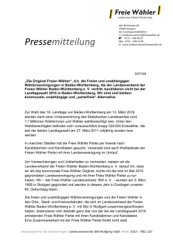 Pressemitteilung - Freie Wähler Landesverband Baden