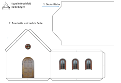 1. Bodenfläche 2. Frontseite und rechte Seite Kapelle Brachfeld