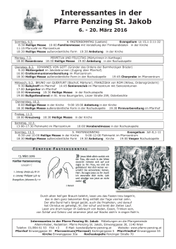 Interessantes 6.3.2016 - Pfarre Penzing St. Jakob