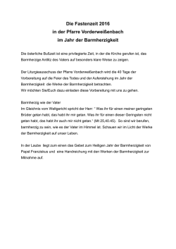 Impulse für die Fastenzeit im Jahr der Barmherzigkeit in der Pfarre