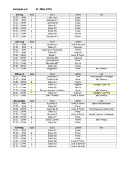 Aktueller Kursplan 14. März 2016