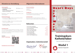 Trainingskurs Katheterlabor Modul 1 Heart Days ard W ork