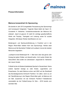 Pressemitteilung: Mainova konzentriert ihr Sponsoring