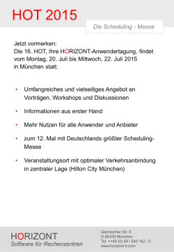 Jetzt im Kalender ankreuzen: Die 7. HOT, Ihre HORIZONT