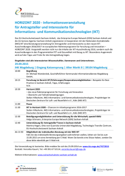 HORIZONT 2020 - Informationsveranstaltung f&uuml;r Antragsteller und