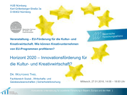 Horizont 2020 &ndash; Innovationsf&ouml;rderung f&uuml;r die Kultur