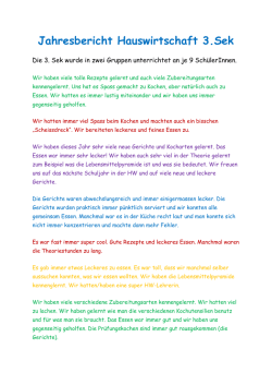 Jahresbericht Hauswirtschaft 3.Sek
