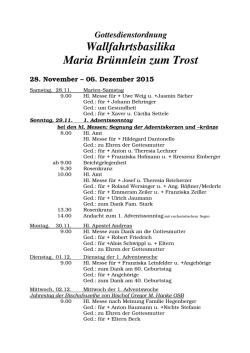 Gottesdienstordnung Wallfahrtsbasilika Maria Br&uuml;nnlein zum Trost