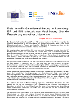 Erste InnovFin-Garantievereinbarung in Luxemburg: EIF und ING