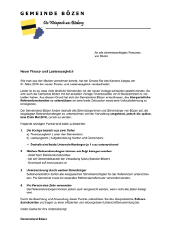 Infoschreiben des Gemeinderats