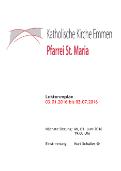 Lektorenplan vom 03.01.2016 - Pfarrei St. Maria, Emmenbrücke