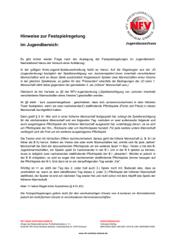 Hinweise zur Festspielregelung im Jugendbereich