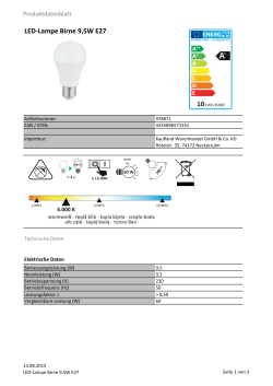 Produktdatenblatt LED-Lampe Birne 9,5W E27