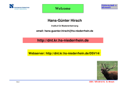 Welcome Hans-Günter Hirsch http://dnt.kr.hs