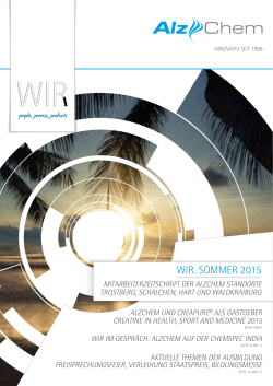 Mitarbeiterzeitschrift WIR - Ausgabe 2/2015