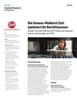 HPE ProLiant DL 580 Gen9, SAP HANA | IT Fallstudie | Zott | HPE