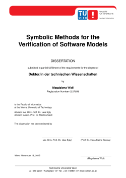 Symbolic Methods for the Verification of Software Models
