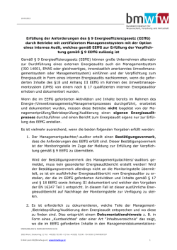 Erfüllung der Anforderungen des § 9 Energieeffizienzgesetz (EEffG