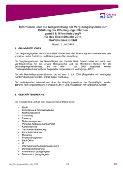 Information &uuml;ber die Ausgestaltung der Verg&uuml;tungssysteme zur
