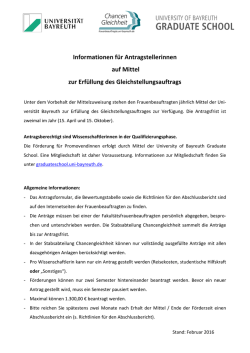 Informationen f&uuml;r Antragstellerinnen auf Mittel zur Erf&uuml;llung des