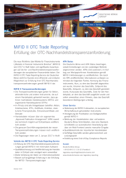 MiFID II OTC Trade Reporting Erfüllung der OTC