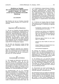 Richtlinie zur Vergabe des Landesstipendiums Niedersachsen