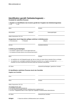Identifikation gem&auml;&szlig; Geldw&auml;schegesetz &ndash;