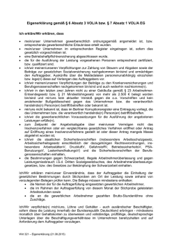 Eigenerkl&auml;rung gem&auml;&szlig; &sect; 6 Absatz 3 VOL/A bzw. &sect; 7 Absatz 1 VOL/A