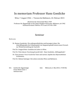 In memoriam Professor Hans Goedicke